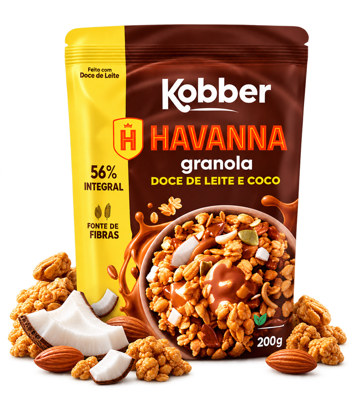 Granola Doce de Leite e Coco 200 g com seus ingredientes