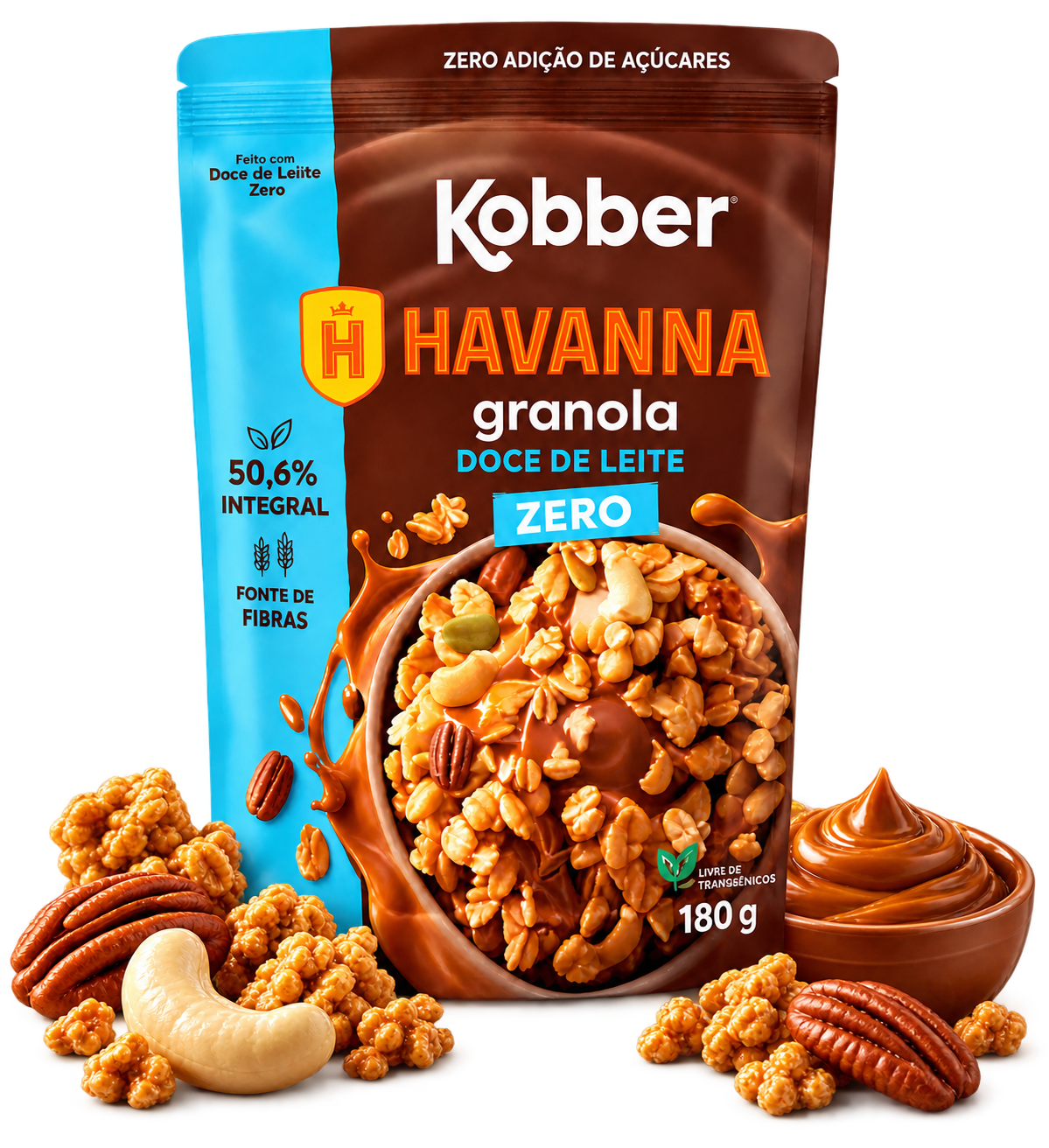Granola Doce de Leite Zero 180 g com seus ingredientes